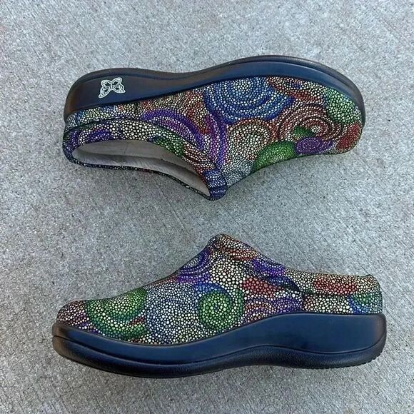 Alegria Kayla Bullseye Colorful KAY Mules Slip On Shoes Sz 37 - Picture 10 of 11